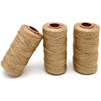 jijAcraft Cuerda de Yute Cordel Manualidades 100M para Bricolaje- Embalaje- Decoración- Aplicaciones de Jardinería (3pcs…
